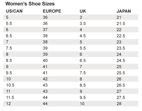 american women's shoe size to uk